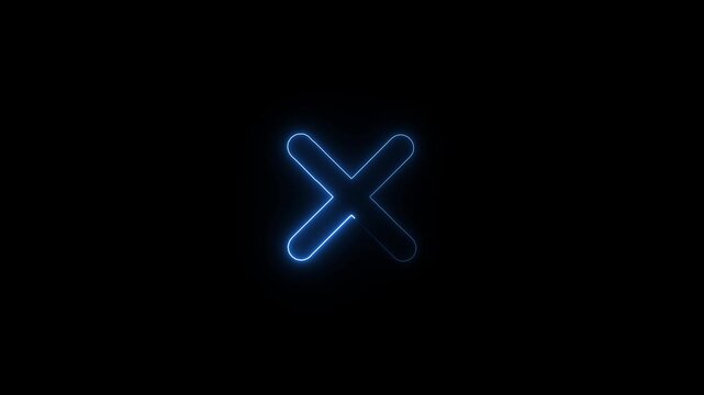 Tick or check mark and cross mark signs neon icon animation. right and wrong animated neon icons, False and true. accept and reject. neon right - 4k black background icon animation