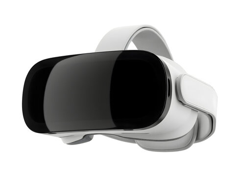Close up view of white virtual reality headset for immersive gaming and entertainment experiences.