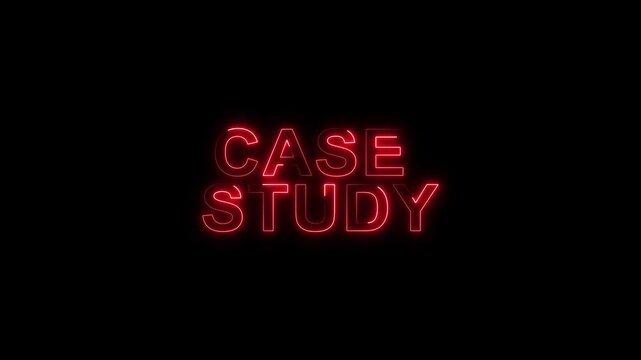 glowing neon case study text icon animation on black background. neon case study sign. red neon case study video animation- 4k black background icon animation