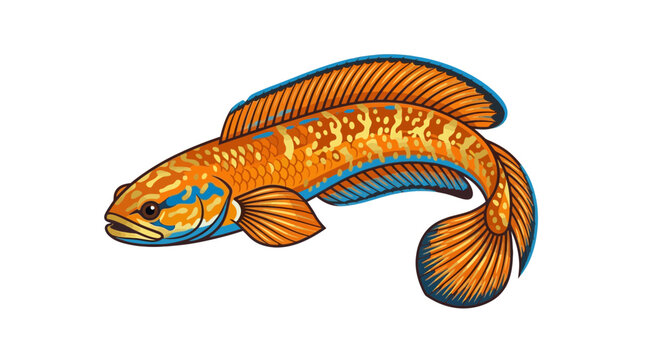 Vibrant Snakehead Fish Illustration - Aquatic Wildlife Art