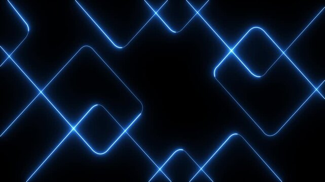 A vibrant abstract background featuring dynamic neon line patterns in shades of red . Neon red laser lines - 4k black background icon animation