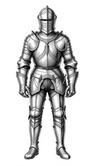 Fototapeta premium Knight in Full Plate Armor Standing Isolated