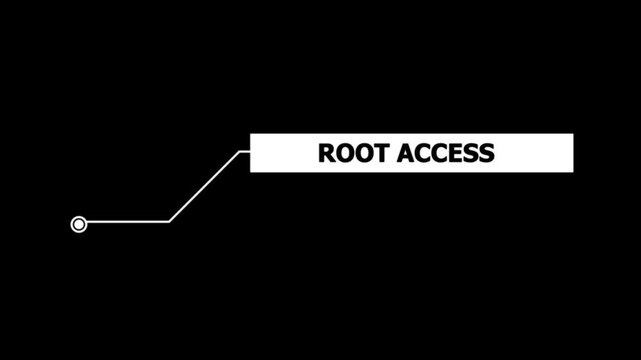 Animation of Callout, HUD UI elements on black color background. Animation of HUD elements with text "Root Access". Callout futuristic hud animation digital white tone six pack on the black screen .