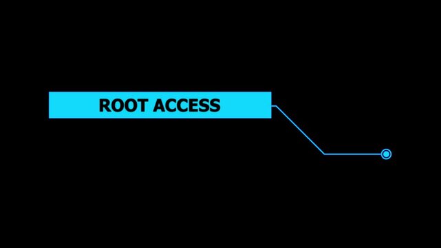 Animation of Callout, HUD UI elements on black color background. Animation of HUD elements with text "Root Access". Callout futuristic hud animation digital white tone six pack on the black screen .