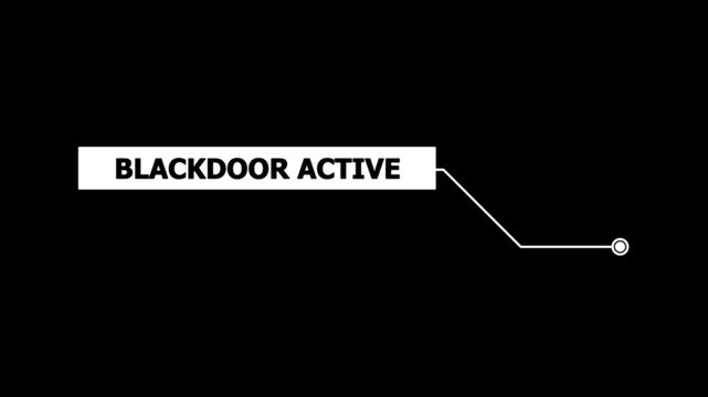 Animation of Callout, HUD UI elements on black color background. Animation of HUD elements with text "Blackdoor Active". Callout futuristic hud animation digital white tone six pack screen .