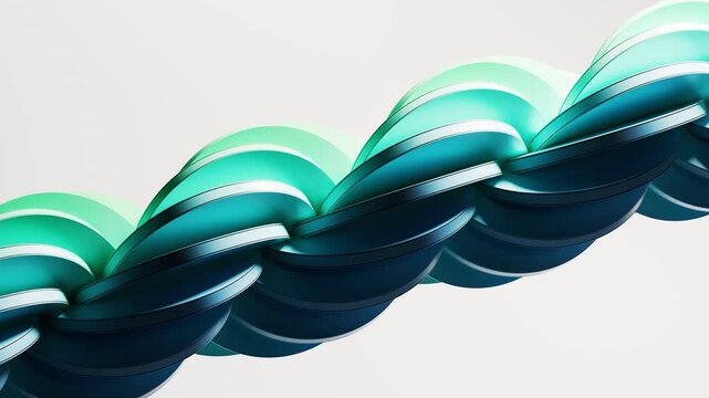 Straight twine rope line with round shapes, 3d rendering.