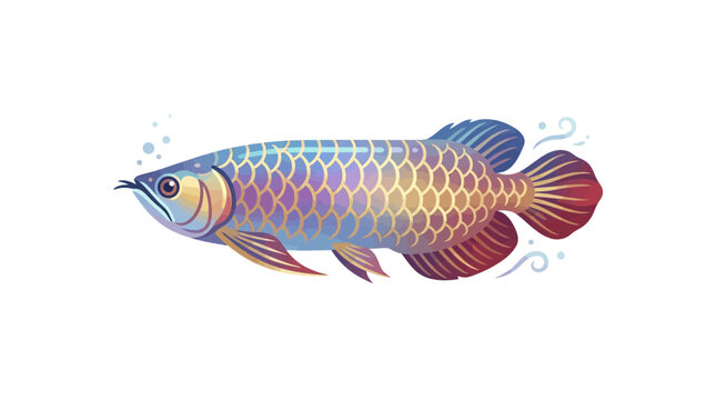 Colorful Arowana Fish Illustration - Exotic Freshwater Aquarium Pet