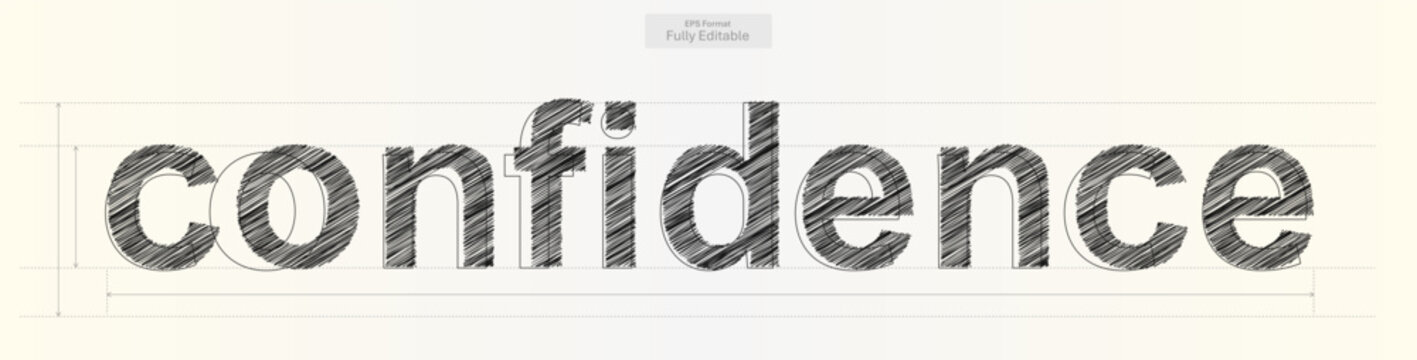 Confidence Word with Precise Typography Lines for Business Design