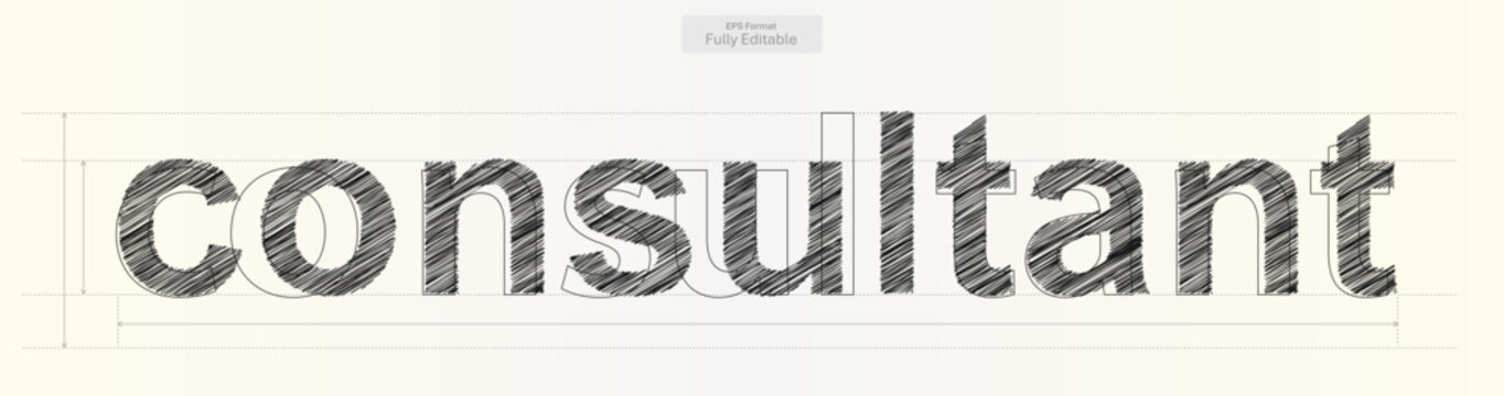 Consultant Word with Precise Typography Lines for Business Design