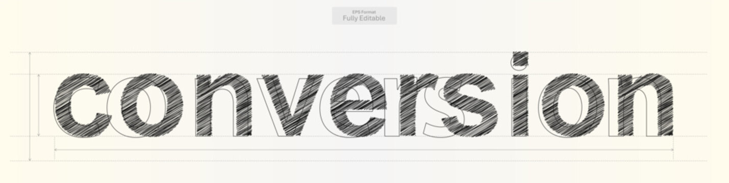 Conversion Word with Precise Typography Lines for Business Design