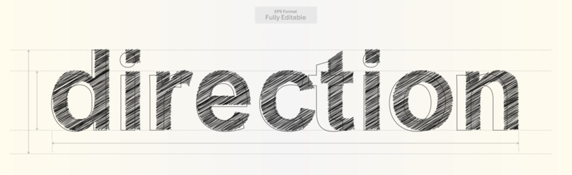Direction Word with Precise Typography Lines for Business Design