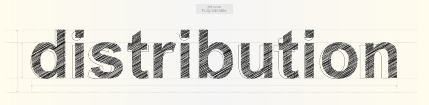 Distribution Word with Precise Typography Lines for Business Design