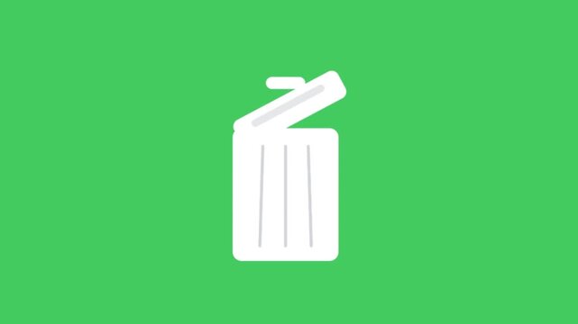 Animated Trash Can Delete Icon With Glowing Effect On Green Screen