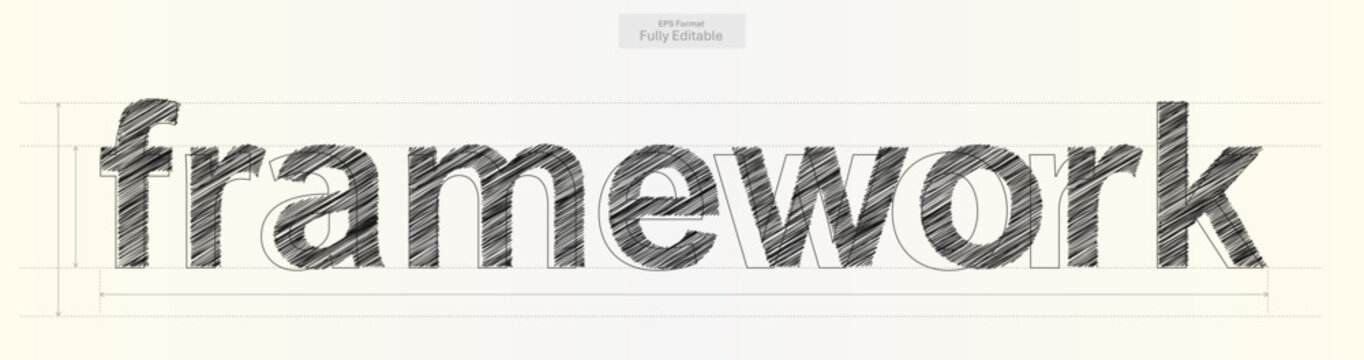 Framework Word with Precise Typography Lines for Business Design