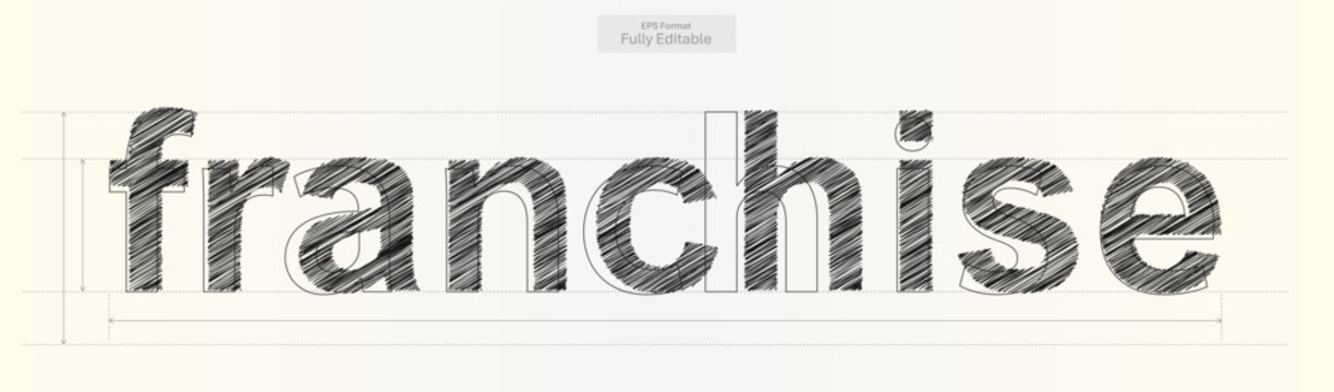 Franchise Word with Precise Typography Lines for Business Design