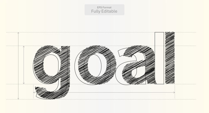 Goal Word with Precise Typography Lines for Business Design