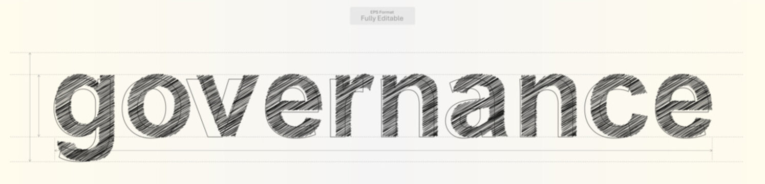 Governance Word with Precise Typography Lines for Business Design