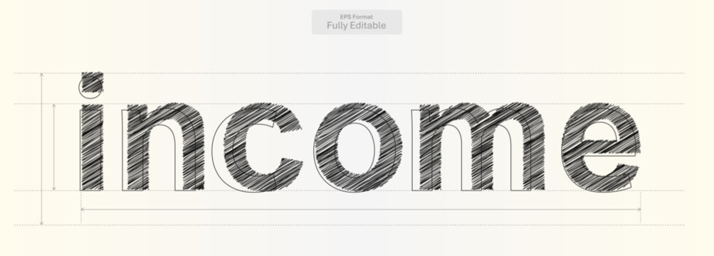 Income Word with Precise Typography Lines for Business Design