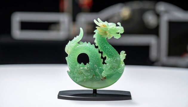 Exquisite Polished Jadeite Dragon Sculpture with Intricate Detailing