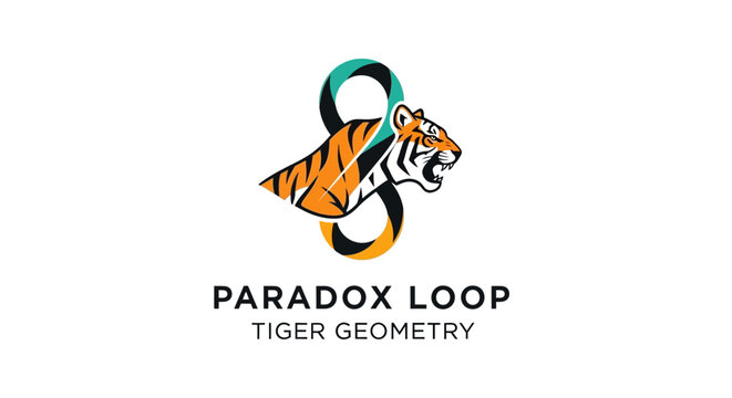 Geometric Tiger Head Logo with Infinity Symbol and Text 'Paradox Loop'