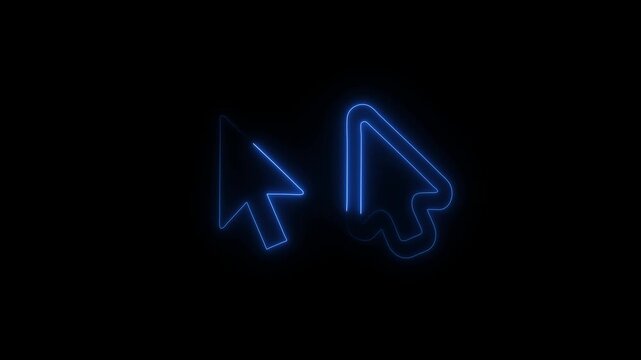 Neon Computer Mouse Click Pointer Cursor Arrow Flat Animation for Apps and Websites User Interface Design Elements