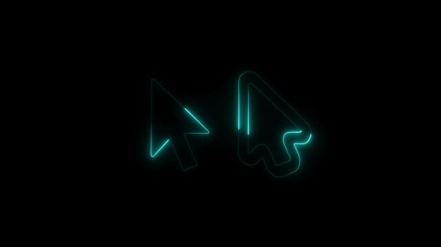 Neon Computer Mouse Click Pointer Cursor Arrow Flat Animation for Apps and Websites Modern Navigation and Interaction Graphics