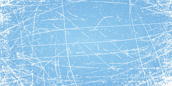 Winter blue background with a hockey scratched ice texture.Vector