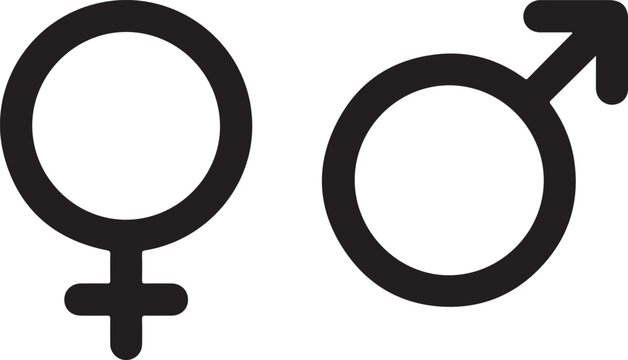 Male and female gender symbols icon set