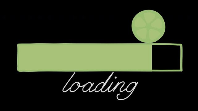 Animated video lime lemon loading counter bar game process progress computer battery, banner overlay transparent