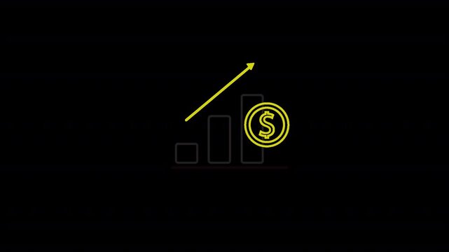 Animated stock chart icon symbolizing investment growth, trading, and financial analysis in modern business context in alpha  channel 