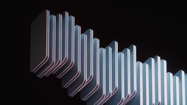 Randomly arranged rounded rectangular blocks background, 3d rendering.