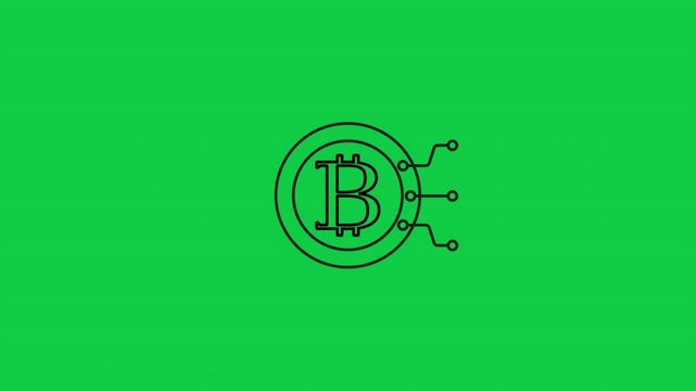 Animated crypto coin in motion, symbolizing digital currency, blockchain investment, and modern financial and business context in green screen background 