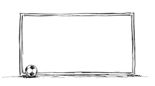 Soccer Ball Frame Hand Drawn Illustration for Sports Promotion or Event Announcement