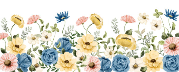 Obraz premium beautiful floral watercolor border