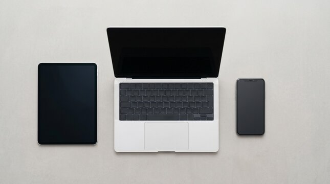 flat lay of responsive gadgets laptop tablet and smartphone