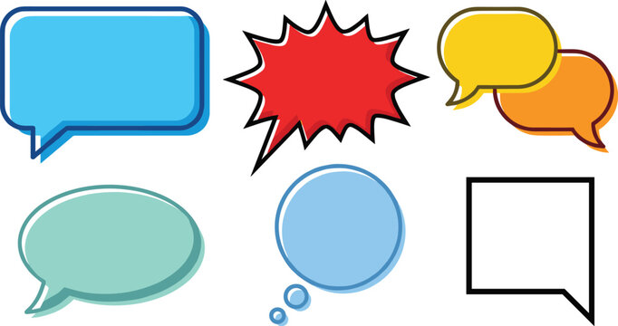 Speech bubble vector icon set chat balloon dialog box comic message pop text cloud comment frame geometric template