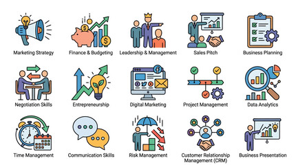 Fototapeta premium Business Planning and Management Icons.