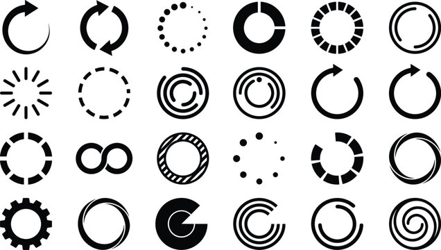 Loading progress bar indicator collection vector set buffering website download upload internet wait loop screen circular design