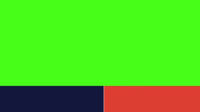 Blank Lower Third Banner Graphic In Blue And Red Colors On Green Screen Background