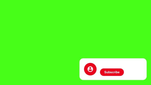 Animated Subscribe Button With Profile Icon Clicking On Green Screen Chroma Key Background