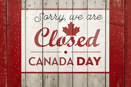 Sorry We Are Closed Canada Day, Canada Day Closed Sign, Canada Day Business Closure Notice, Closed For Canada Day Poster, Rustic Canada Day Holiday Sign