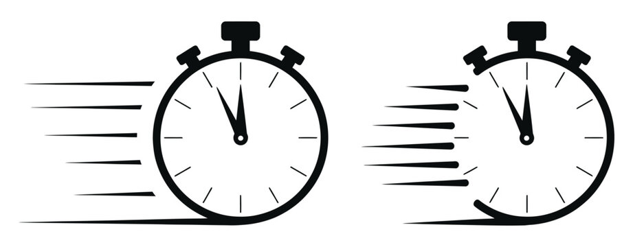 Speed timer stopwatch icon set featuring countdown clocks, time tracking, race timing and performance measurement symbols vector collection.