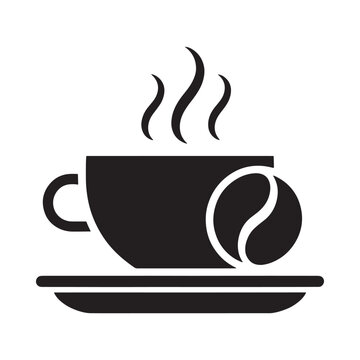 Coffee Cup And Bean Silhouette Black And White Icon