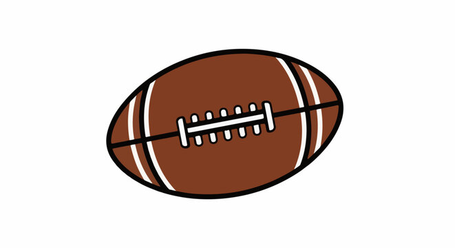 Brown American football with white laces and stripes on a white background