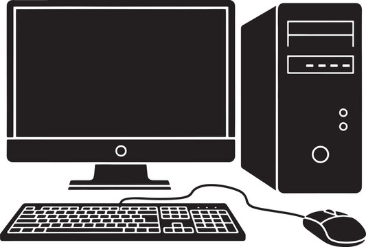 Classic desktop computer setup with monitor, keyboard, and mouse.