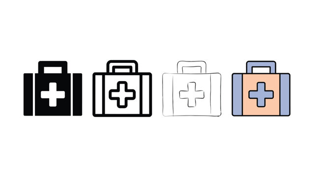 Adhesive bandage medical icons in line style editable stroke vector