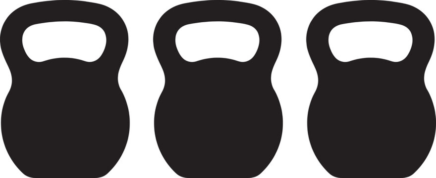 Three traditional kettlebells displayed side by side for comparison and fitness reference.
