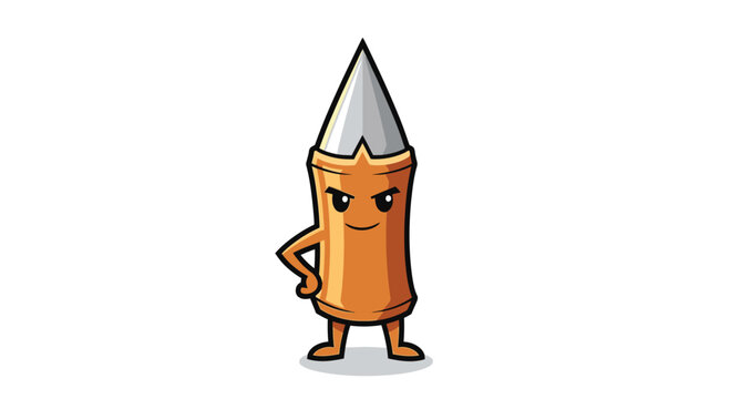 Crayon cartoon with angry face expression.