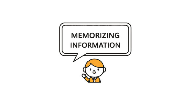 Business character explaining memorizing information concept