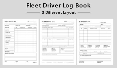 Fototapeta premium Printable Fleet Driver Log Book Templates with Inspection Checklists - Vector illustration